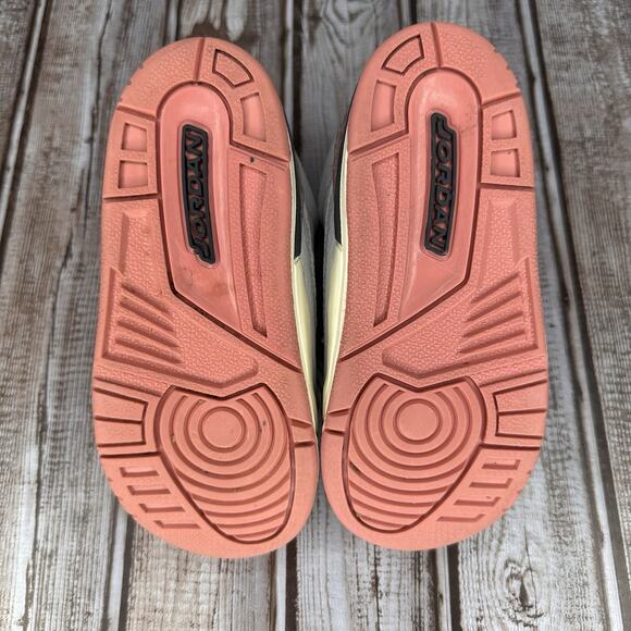 Air Jordan 3 Retro Toddler Kids 10C Red Stardust PS Shoes White Sneakers - Picture 7 of 8